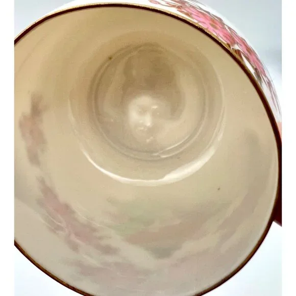 Vintage Japanese Geisha Lithophane Demitasse Teacup Saucer Cherry Blossoms Gilt - Picture 5 of 8